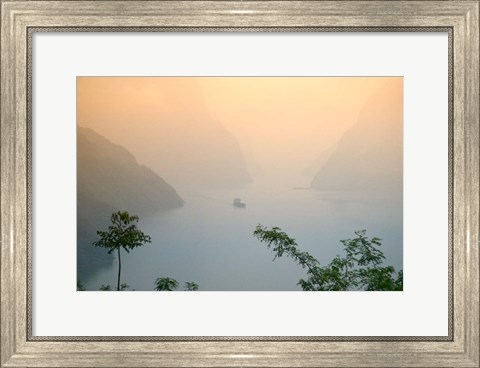 Framed Sunset View of Xiling Gorge, Three Gorges, Yangtze River, China Print