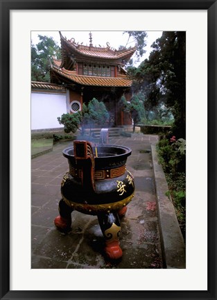 Framed Temple and Incense Burning, Bamboo Village, Kunming, Yunnan Province, China Print