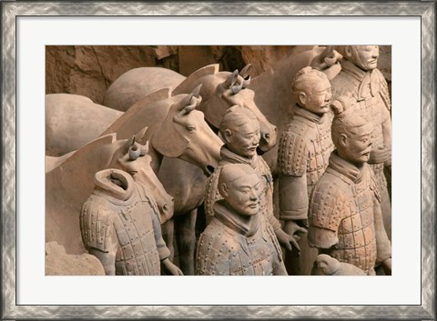 Framed Terra Cotta Warriors and Horses at Emperor Qin Shihuangdi&#39;s Tomb, China Print