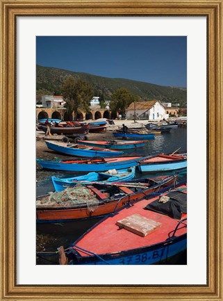 Framed Tunisia, Northern Tunisia, Ghar el-Melh, fishing boat Print