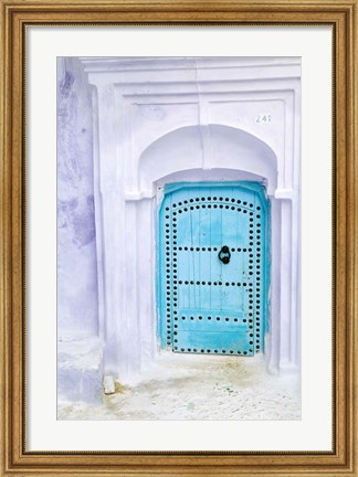 Framed Traditional Moorish-styled Blue Door, Morocco Print