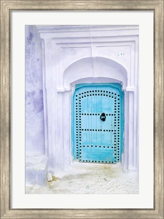 Framed Traditional Moorish-styled Blue Door, Morocco Print