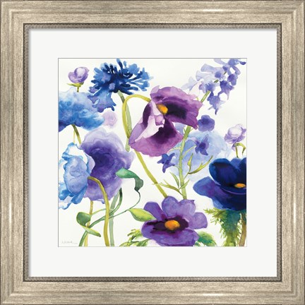 Framed Blue and Purple Mixed Garden I Print