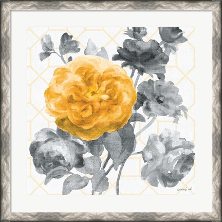 Framed Geometric Watercolor Floral II Print