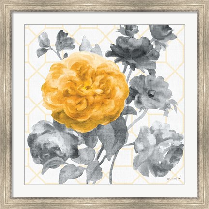 Framed Geometric Watercolor Floral II Print