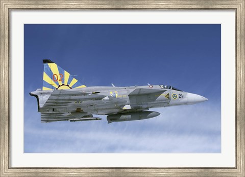 Framed Saab JA 37 fighter of the Swedish Air Force Print