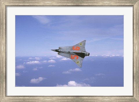 Framed Saab 35 Draken fighter of the Swedish Air Force Historic Flight Print