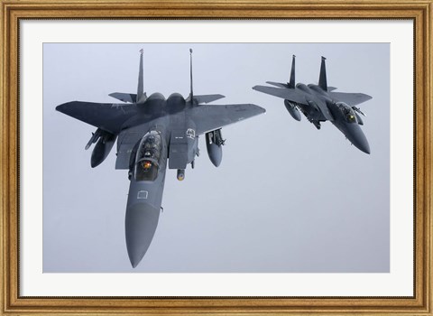 Framed Two  F-15E Strike Eagle of the US Air Force Print