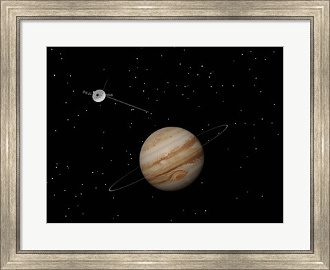 Framed Voyager Spacecraft near Jupiter and its Unrecognized Ring Print