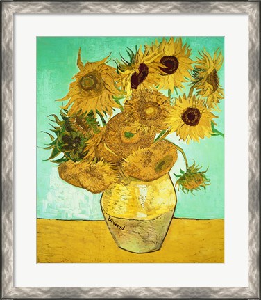 Framed Sunflowers, 1888 Print