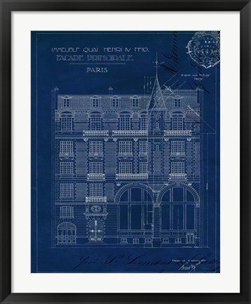 Framed Quai Henri Blueprint I Print