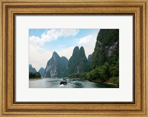 Framed China, Guilin, Li River, Boats along the River Print