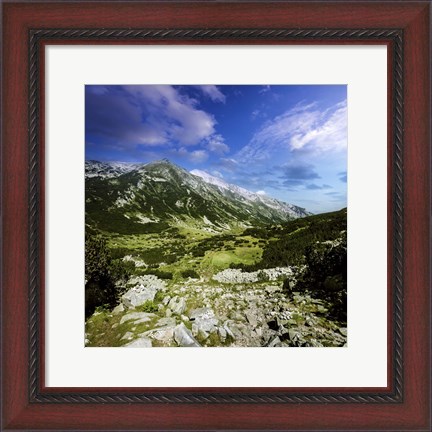 Framed green valley through Pirin Mountains, Pirin National Park, Bulgaria Print