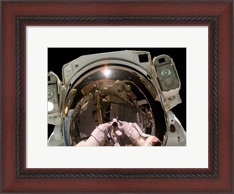 Framed Astronaut Taking a Self-Portrait in space Print