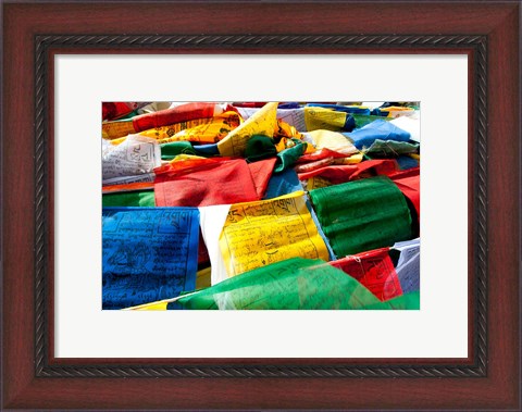 Framed Prayer flags, Namshangla Pass, Ladakh, India Print