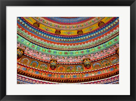 Framed Ceiling of Shree Laxmi Narihan Ji Temple, Jaipur, Rajasthan, India. Print