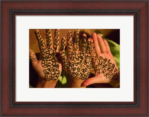 Framed Woman&#39;s Palm Decorated in Henna, Jaipur, Rajasthan, India Print