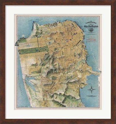 Framed Map of San Francisco, California, 1912 Print