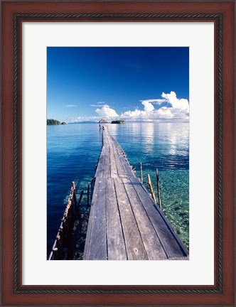 Framed Wooden Jetty Extending off Kadidiri Island, Togian Islands, Sulawesi Print