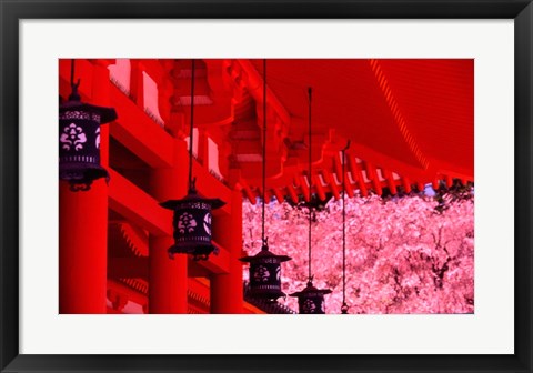 Framed Heian Shrine in Spring, Shinto, Kyoto, Japan Print