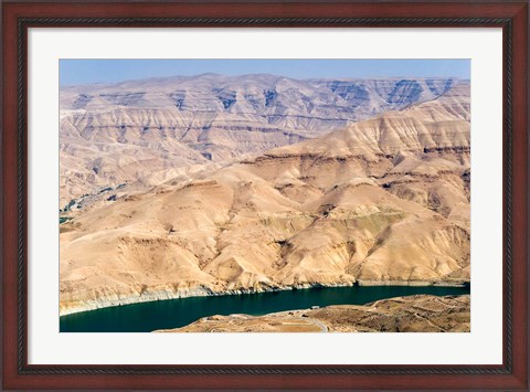 Framed Wadi Al Mujib Dam and lake, Jordan Print