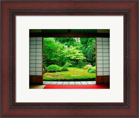 Framed Traditional Architecture and Zen Garden, Kyoto, Japan Print