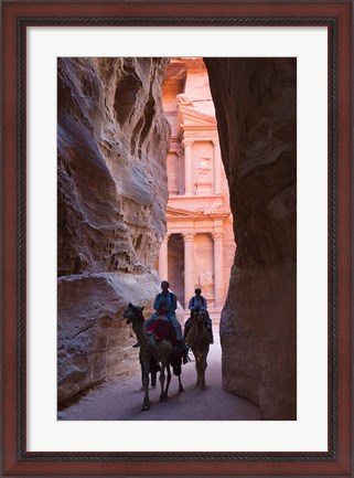 Framed Tourists in Al-Siq leading to Facade of Treasury (Al Khazneh), Petra, Jordan Print