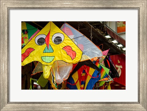 Framed China, Macau Chinatown area Colorful kites Print