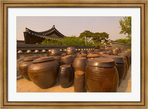 Framed Traditional Korean House, Namsangol Hanok Village, Seoul, South Korea Print