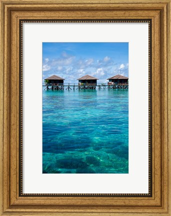 Framed Bungalows, Sipadan-Kapalai Dive Resort, Borneo, Malaysia Print