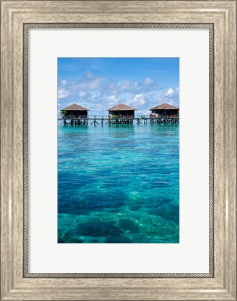 Framed Bungalows, Sipadan-Kapalai Dive Resort, Borneo, Malaysia Print