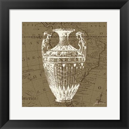 Framed Map Bottles II Print