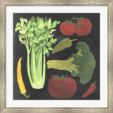 Framed Blackboard Veggies III Print