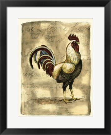 Framed Tuscany Rooster I Print