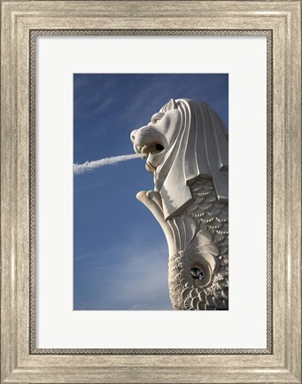 Framed Singapore. Merlion statue in the Merlion Park Print