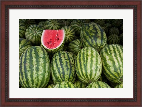 Framed UAE, Abu Dhabi Watermelon at the market Print