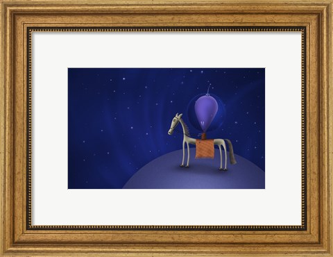 Framed Guitar Playing Martian on a Horse Print