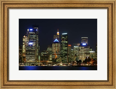 Framed Sydney CBD at Night, Sydney Cove, Australia Print