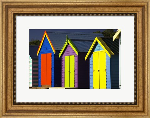 Framed Bathing Boxes, Middle Brighton Beach, Port Phillip Bay, Melbourne, Victoria, Australia Print