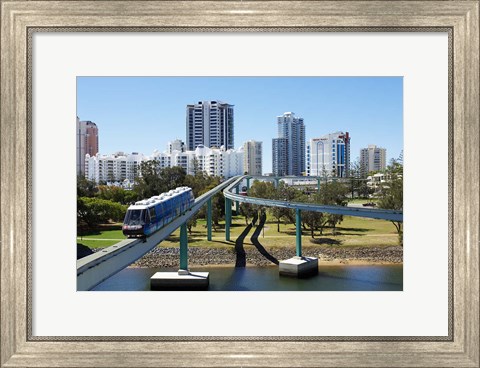 Framed Monorail by Jupiter&#39;s Casino, Broadbeach, Gold Coast, Queensland, Australia Print