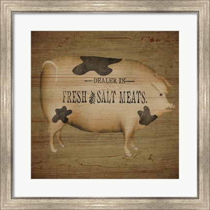 Framed Pig Sign Print