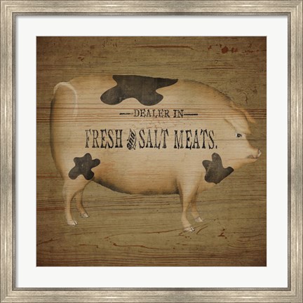 Framed Pig Sign Print