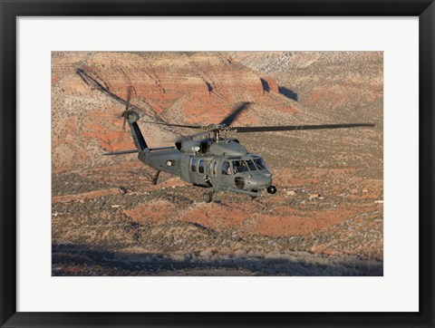 Framed HH-60G Pave Hawk Flies a Low Level Route in New Mexico Mountains Print