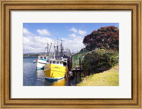 Framed Fishing Boats, Tauranga Harbor, Tauranga, New Zealand Print