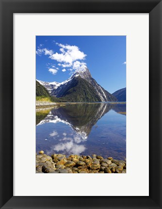Framed Mitre Peak, Milford Sound, Fjordland National Park, South Island, New Zealand Print