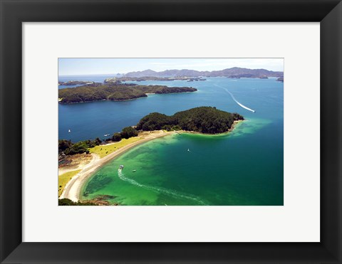 Framed Motuarohia Island, Bay of Islands, Northland, New Zealand Print