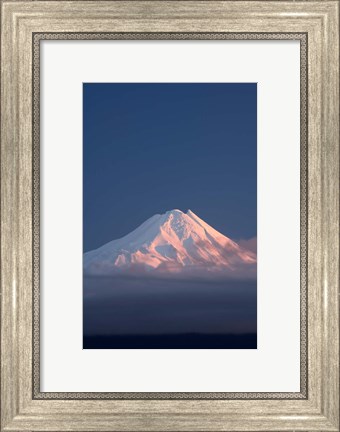 Framed Alpenglow on Mt Taranaki, North Island, New Zealand Print