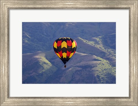 Framed Hot Air Balloon and Mountains, South Island, New Zealand Print