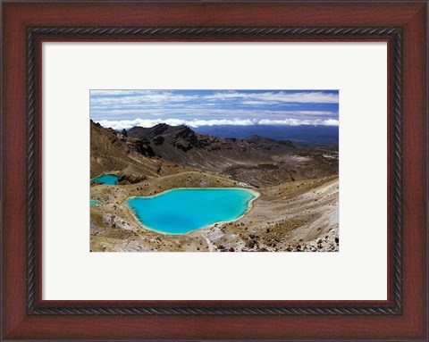 Framed New Zealand, Tongariro NP, Mountain, Emerald Lakes Print