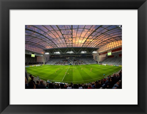 Framed Football game, Forsyth Barr Stadium, Dunedin, South Island, New Zealand - fisheye Print